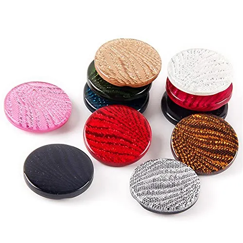 10 Pcs Round Resin Buttons Striped Buttons for Overcoat Sewing Accessories (Yellow, 21mm)
