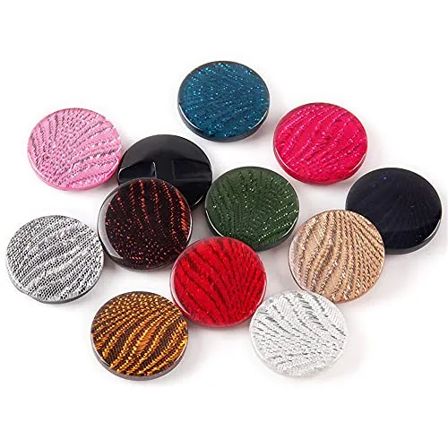 10 Pcs Round Resin Buttons Striped Buttons for Overcoat Sewing Accessories (Yellow, 21mm)