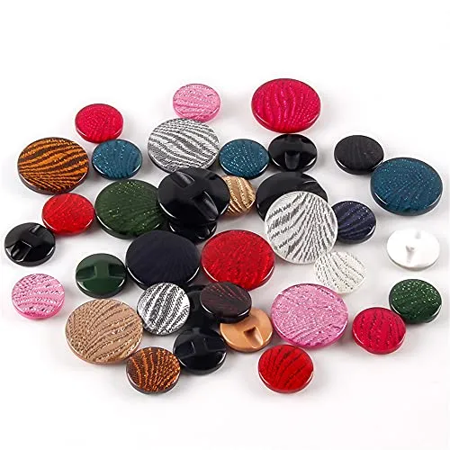 10 Pcs Round Resin Buttons Striped Buttons for Overcoat Sewing Accessories (Yellow, 21mm)