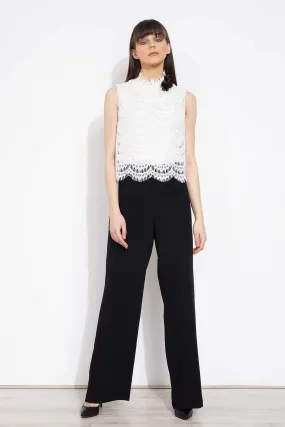 16226 Black-Ecru Lace Top Jumpsuit