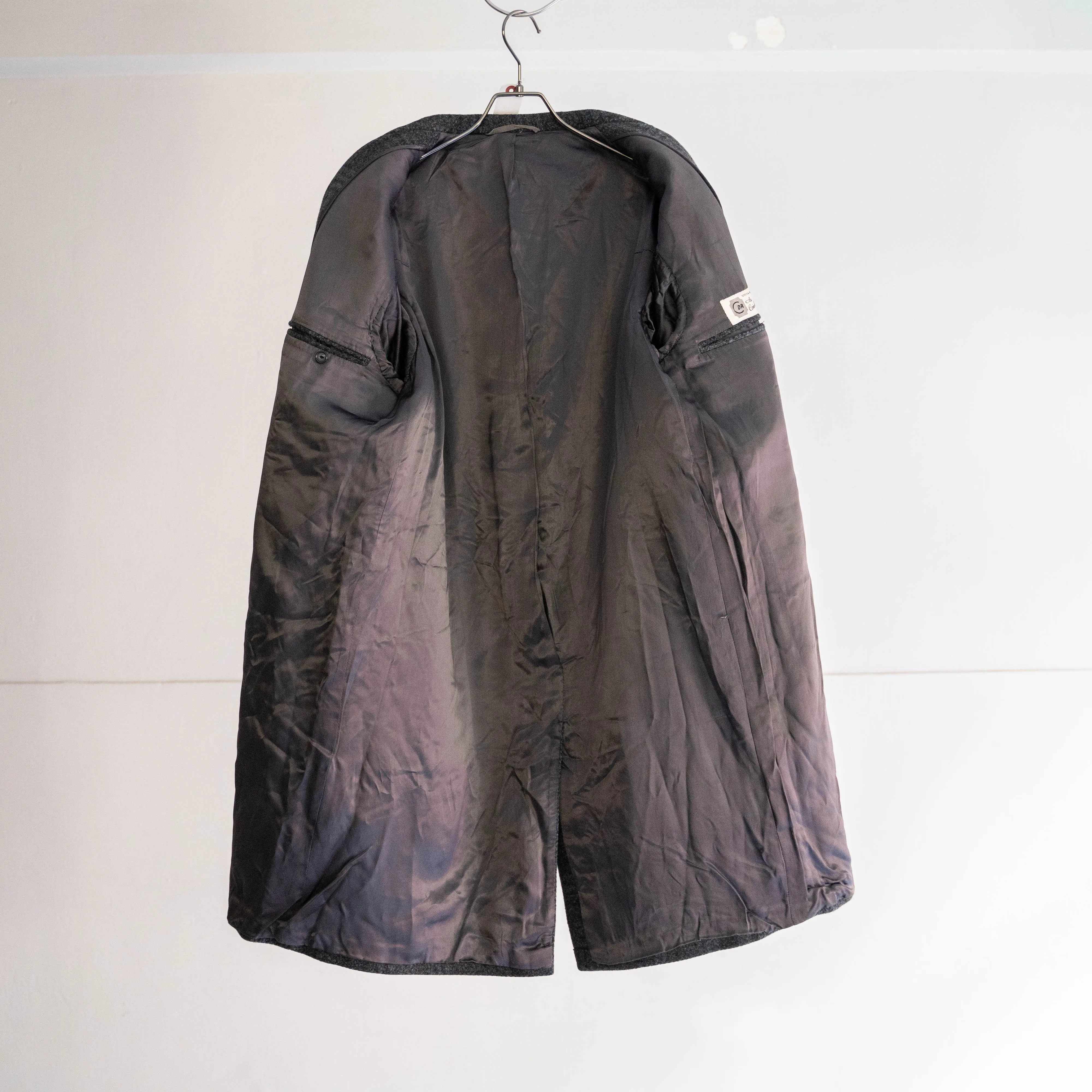 1970-80s France blue × gray checked wool coat