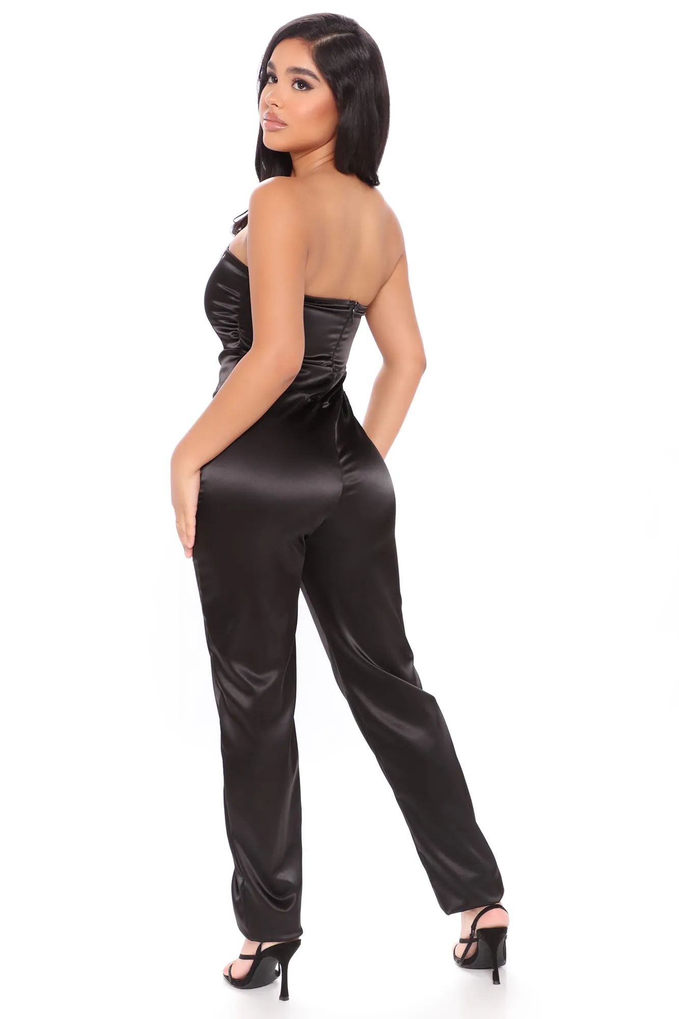 A Natural Beauty Satin Jumpsuit - Black