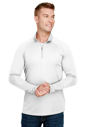 A4 Mens Daily Performance Moisture Wicking 1/4 Zip Sweatshirt - White