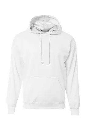 A4 Mens Sprint Tech Fleece Hooded Sweatshirt w/ Pouch Pocket - White