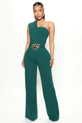 Abigail One Shoulder Jumpsuit - Hunter