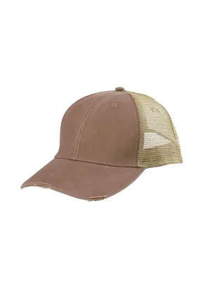 Adams Mens Distressed Ollie Adjustable Trucker Hat - Mud Brown/Tan