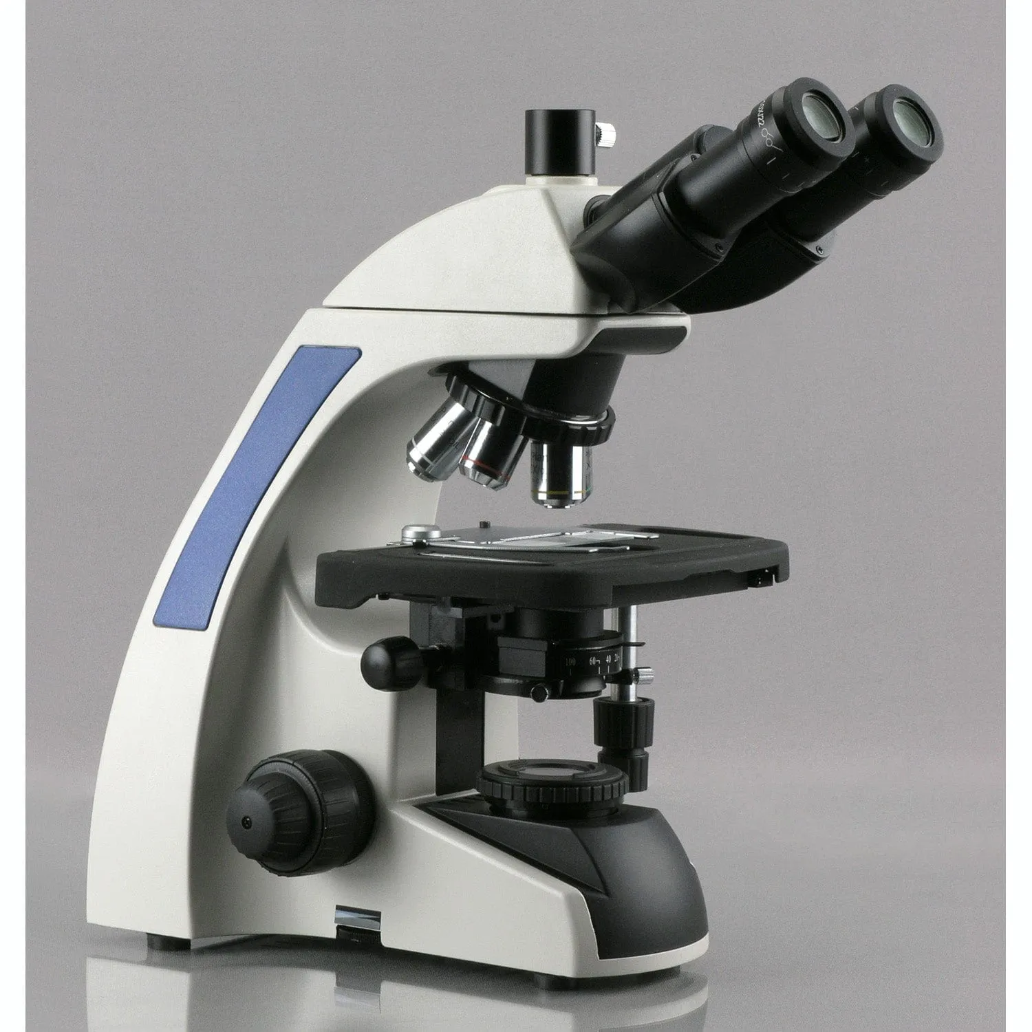 AmScope T720 Series Brightfield Phase Contrast Plan Infinity Kohler Laboratory Trinocular Compound Microscope 40X-2500X Magnification