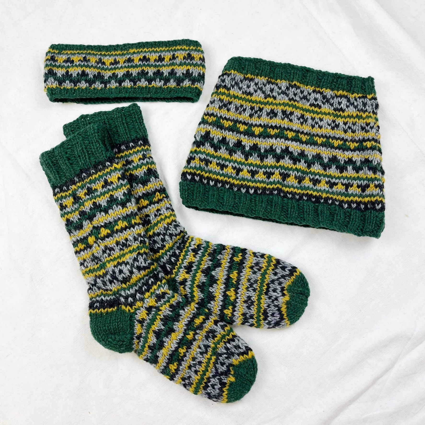 ANEKA Fair Isle Wool Jersey Lined Slipper Socks UK3-5