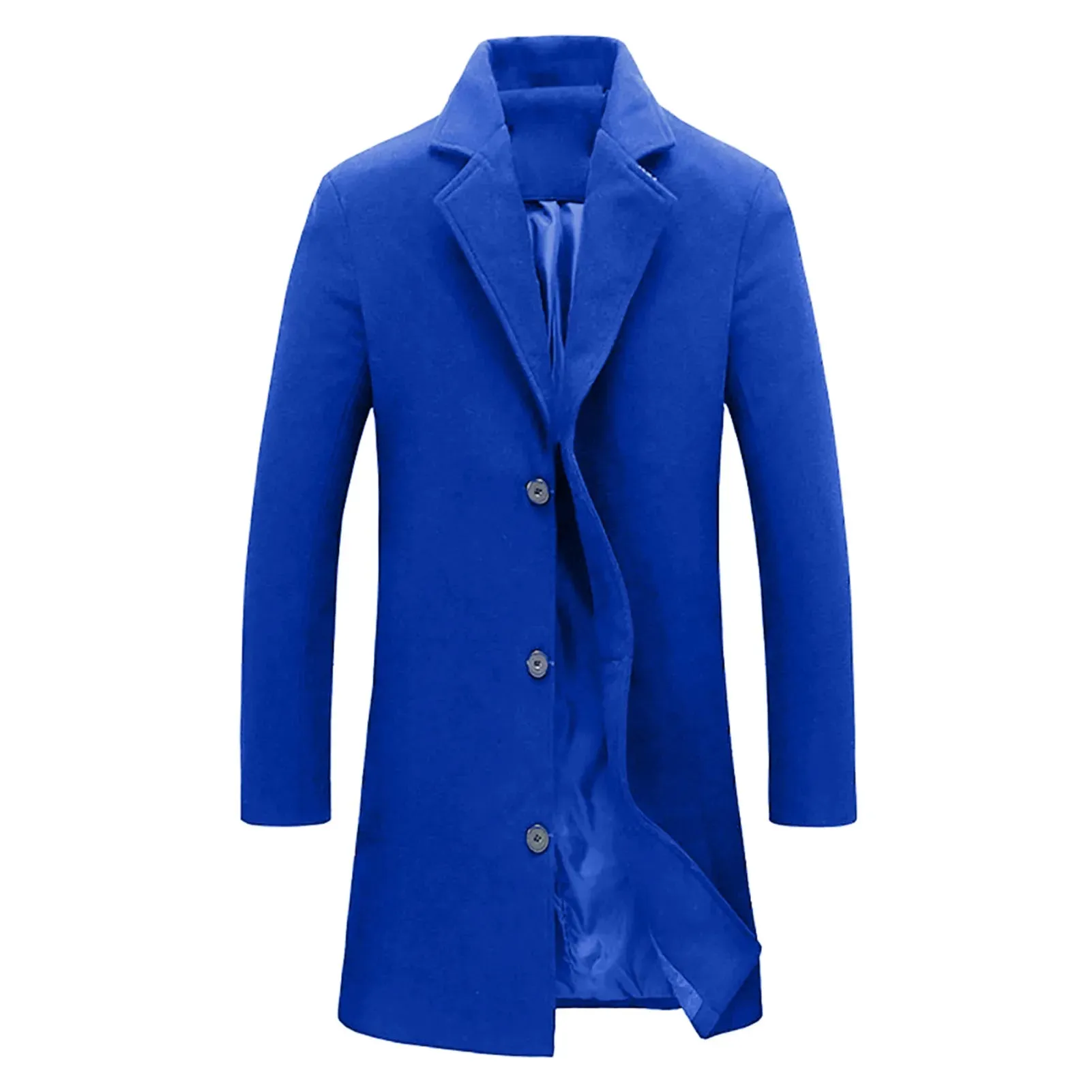 Autumn Winter Solid Slim Long Woolen Coat Men Single Breasted Lapel Jacket Overcoat Thin Business Trench Male Casual 9 Colors