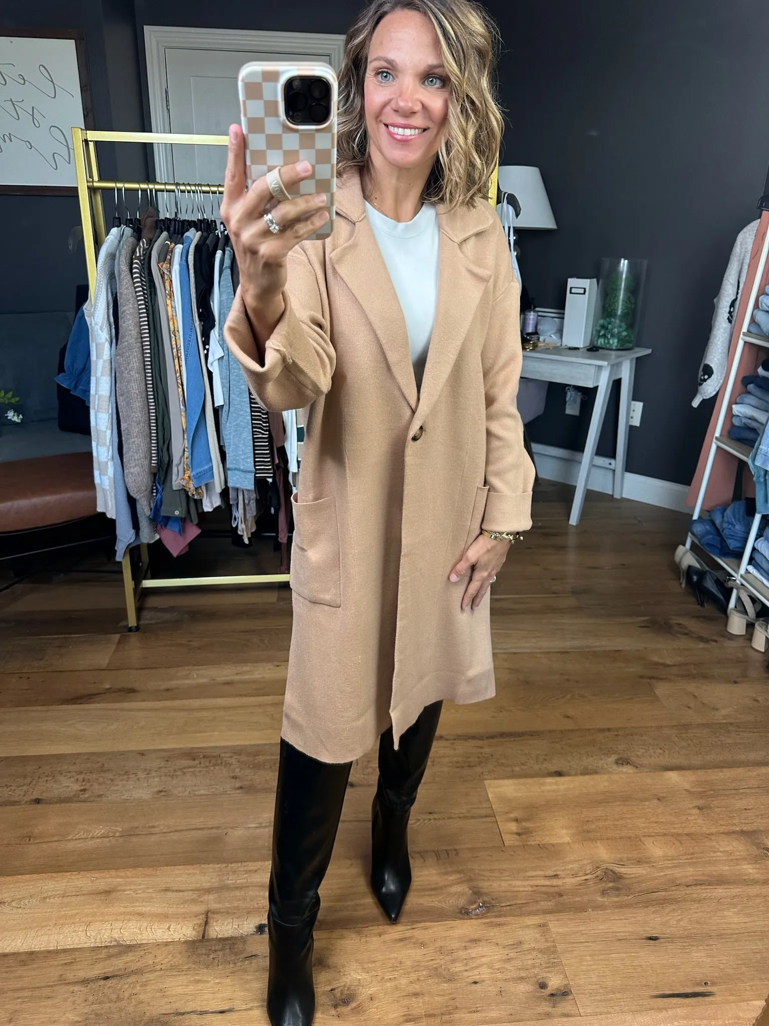 Between The Lines Sweater Blazer - Latte