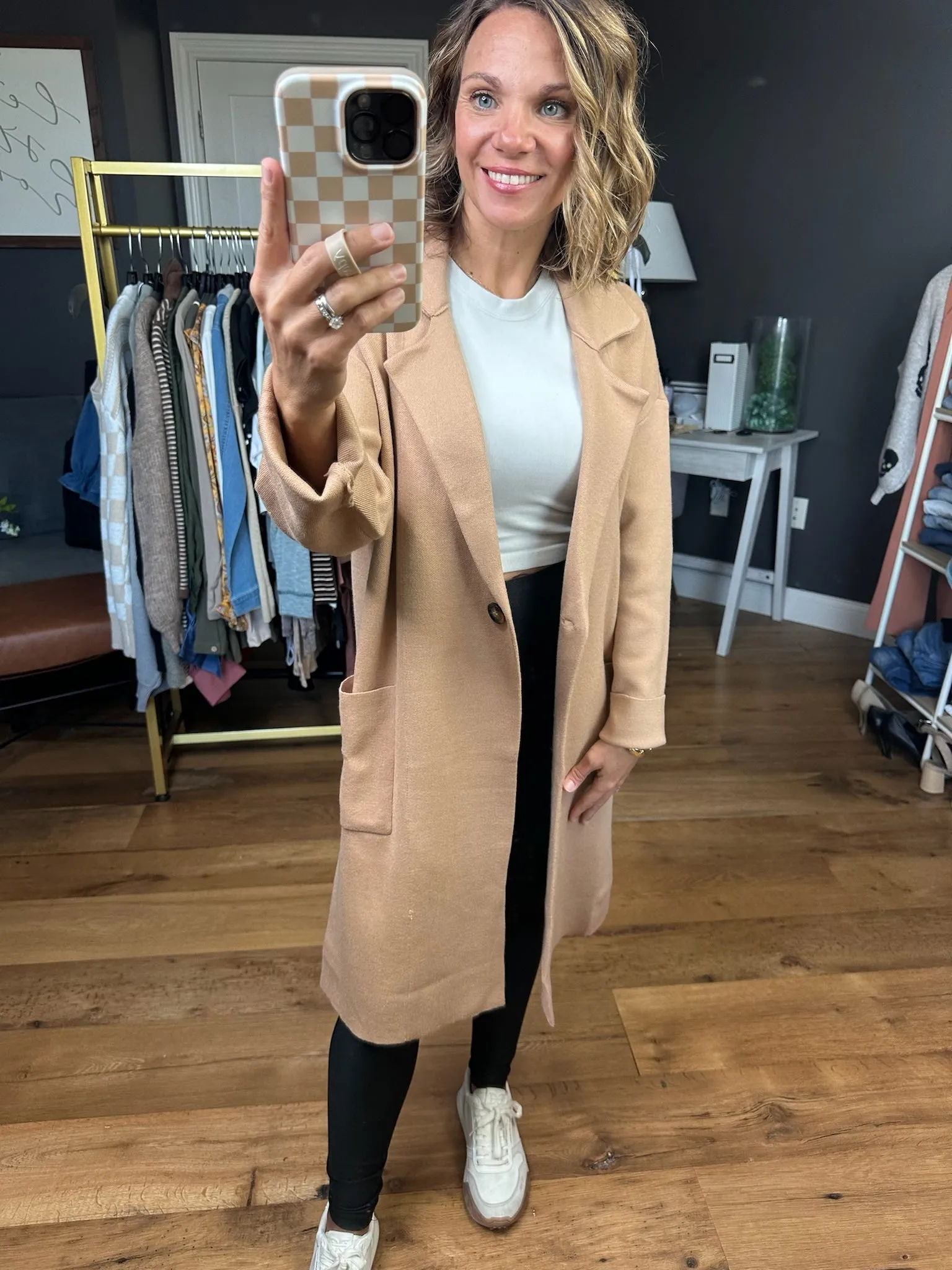 Between The Lines Sweater Blazer - Latte