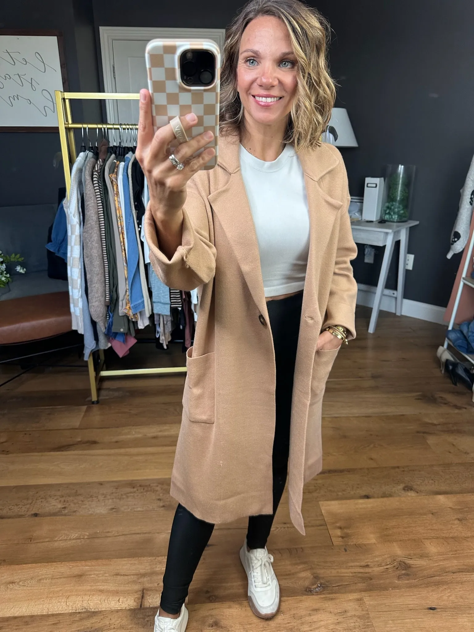 Between The Lines Sweater Blazer - Latte