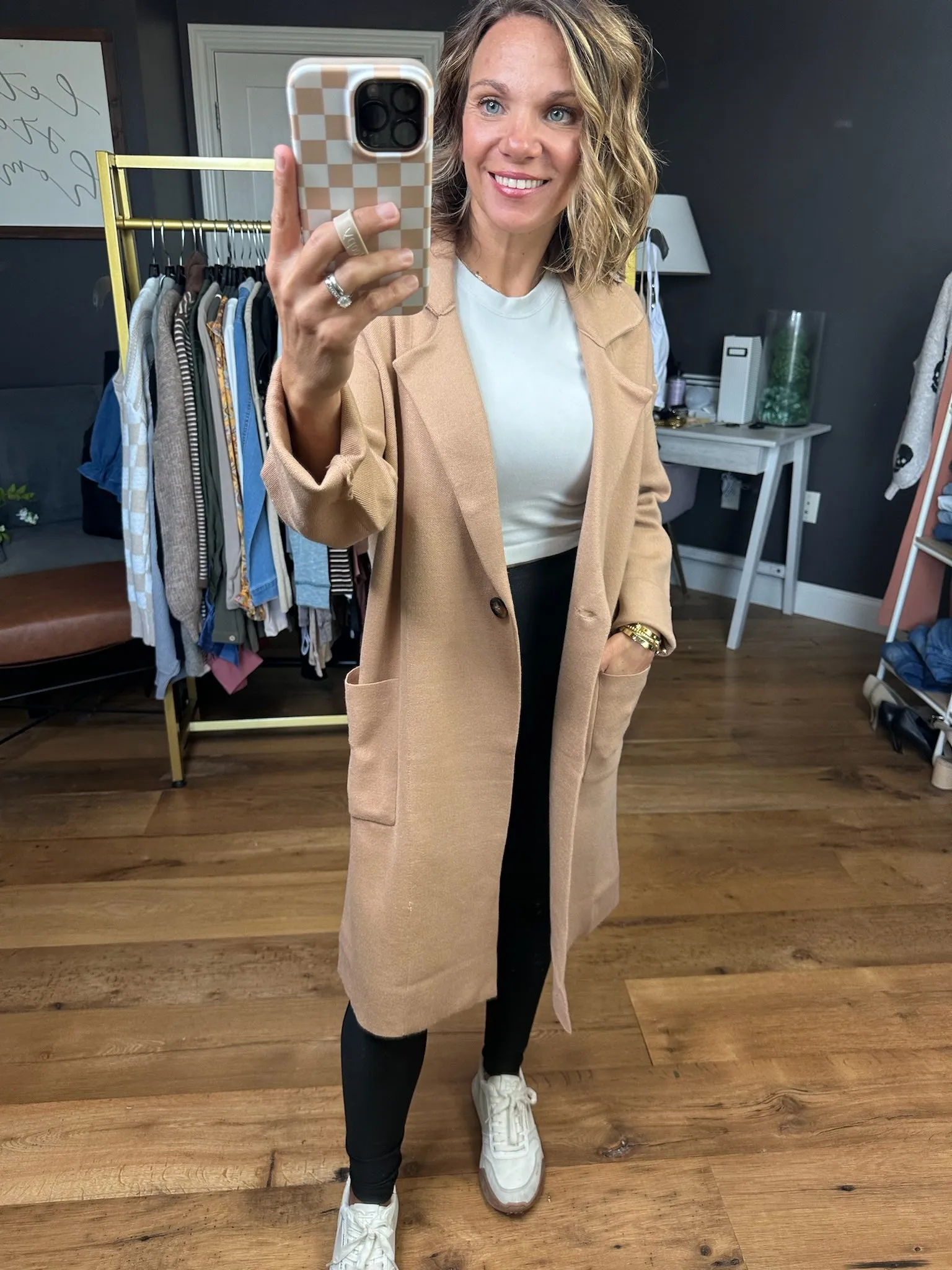 Between The Lines Sweater Blazer - Latte
