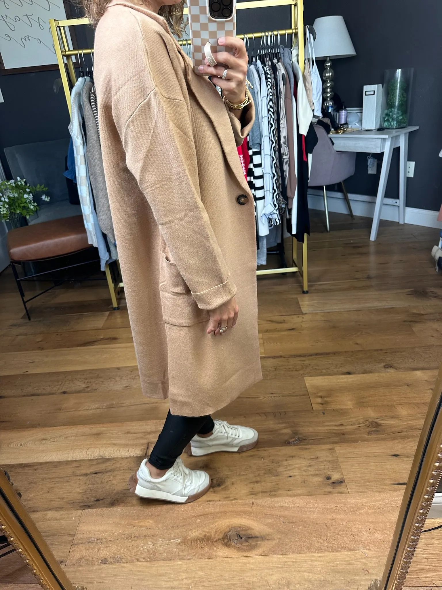 Between The Lines Sweater Blazer - Latte