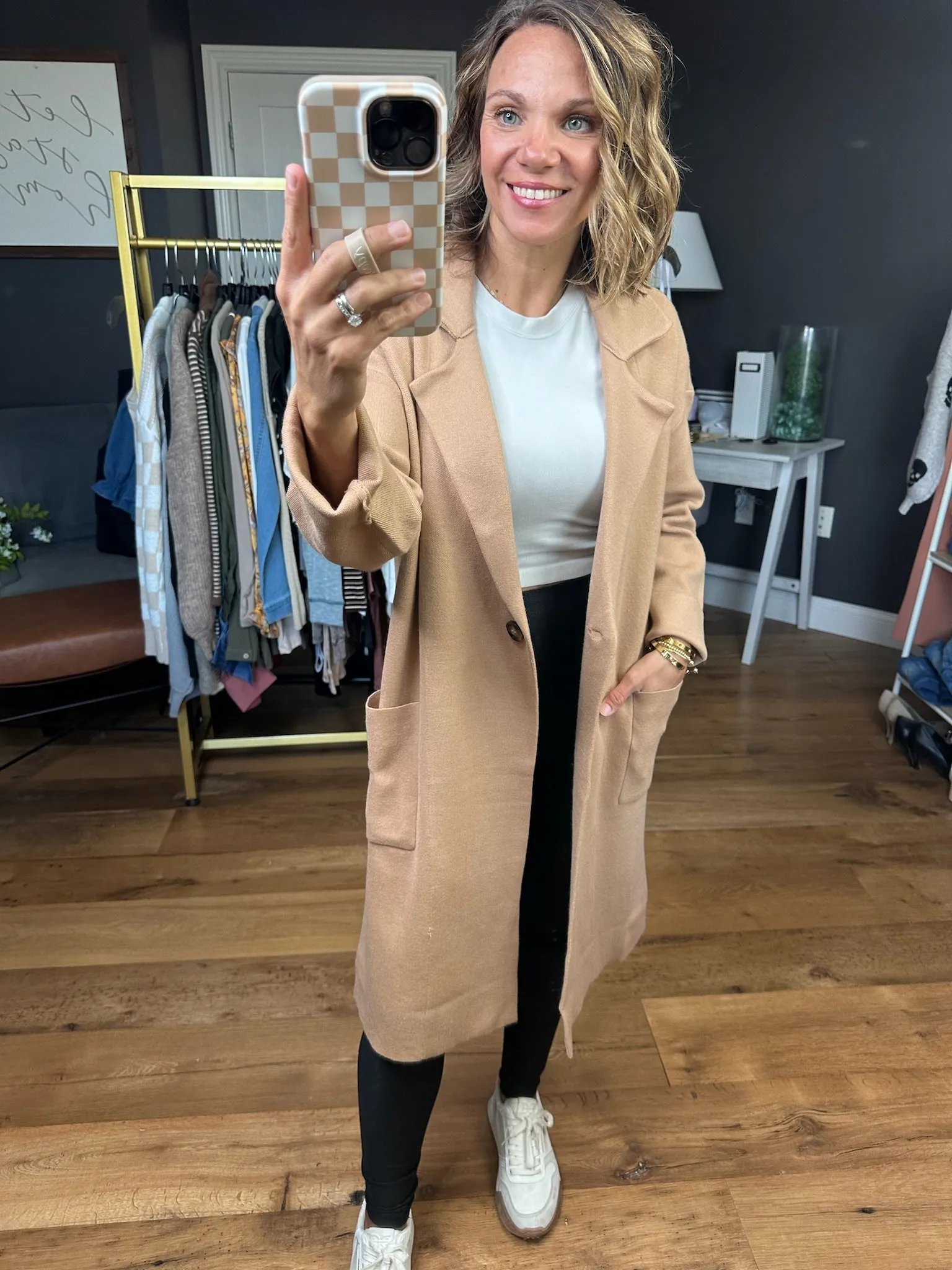 Between The Lines Sweater Blazer - Latte
