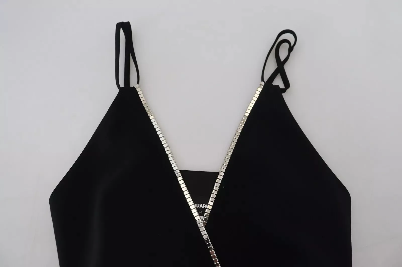 Black Embellished Sleeveless V-neck Jumpsuit Dress