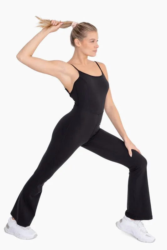 Black Sleeveless Full Length Flared Jumpsuit