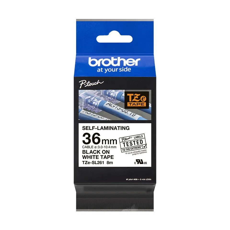 Brother TZeSL261 (36mm x 8M) Self-Laminating label tape for cables (Black on White) TZe-SL261 覆貼型已過膠線纜標籤帶(白底黑字)
