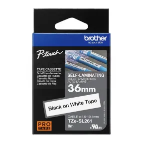 Brother TZeSL261 (36mm x 8M) Self-Laminating label tape for cables (Black on White) TZe-SL261 覆貼型已過膠線纜標籤帶(白底黑字)