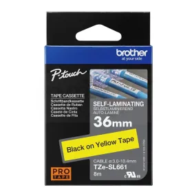 Brother TZeSL651 (24mm x 8M) Self-Laminating label tape for cables (Black on Yellow) TZe-SL651 覆貼型已過膠線纜標籤帶(黃底黑字)