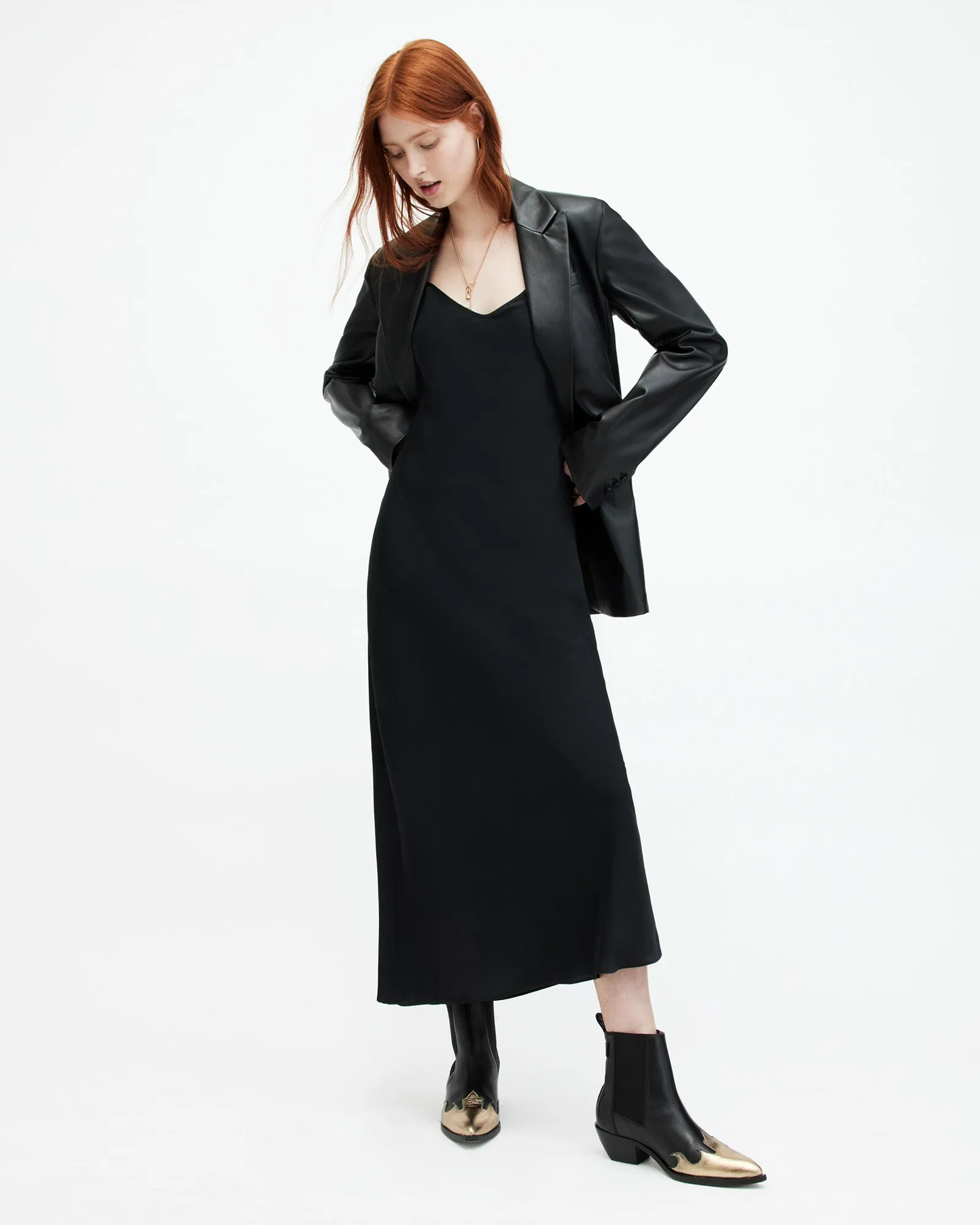 Bryony V-Neck Midi Slip Dress