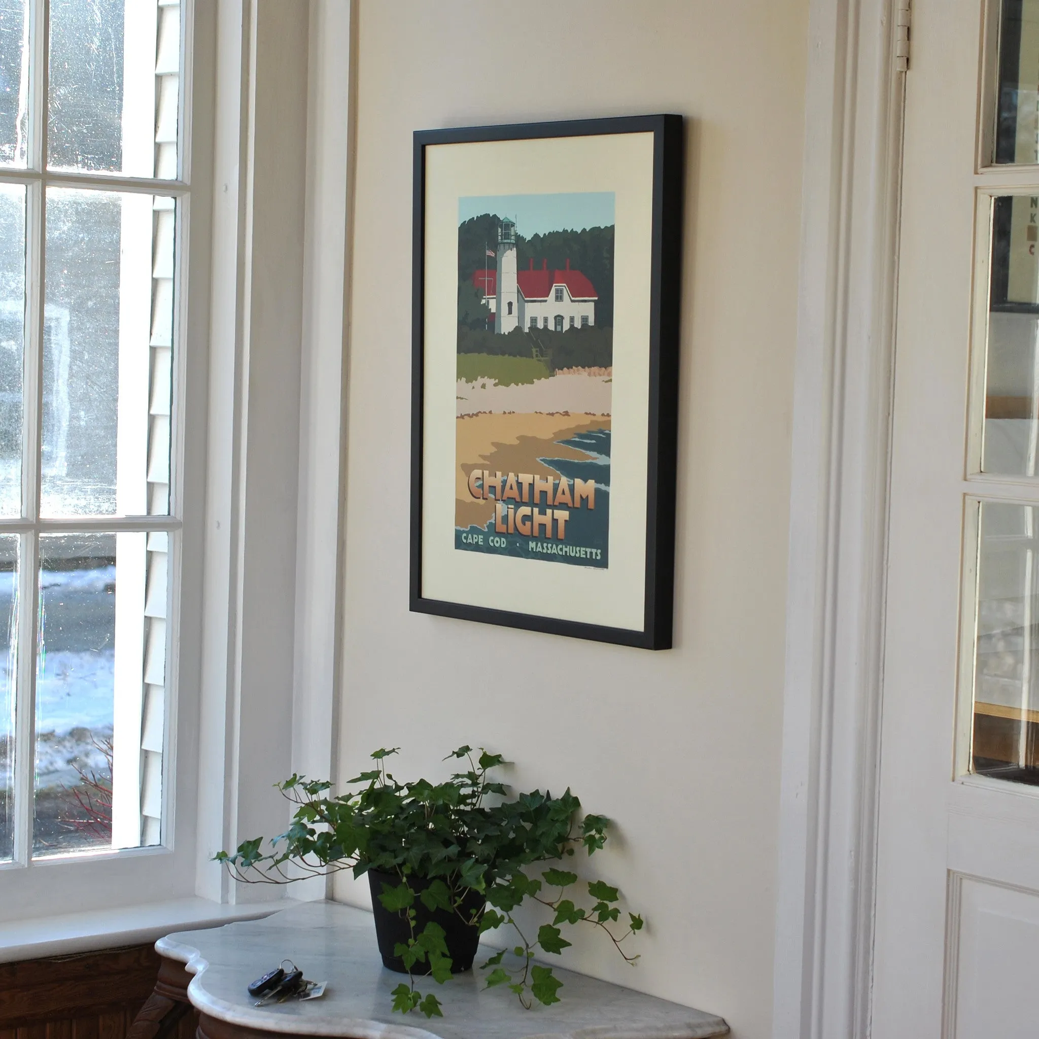 Chatham Light Art Print 18" x 24" Framed Travel Poster By Alan Claude - Massachusetts