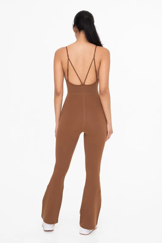 Cocoa Dust Sleeveless Full Length Flared Jumpsuit