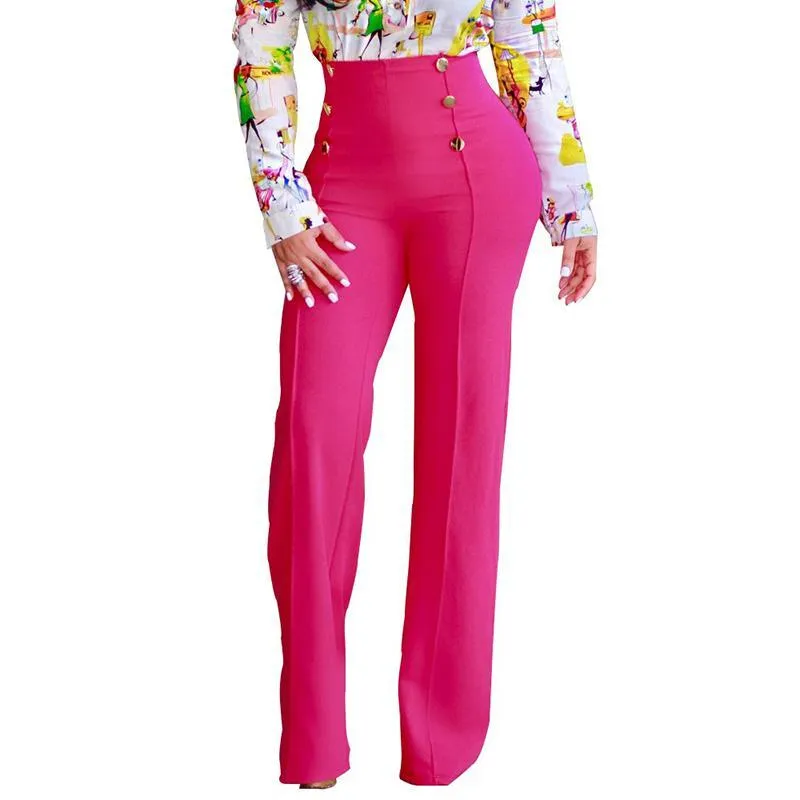 FashionSierra - Fashion Slim Button High Waist Women Flare Pants