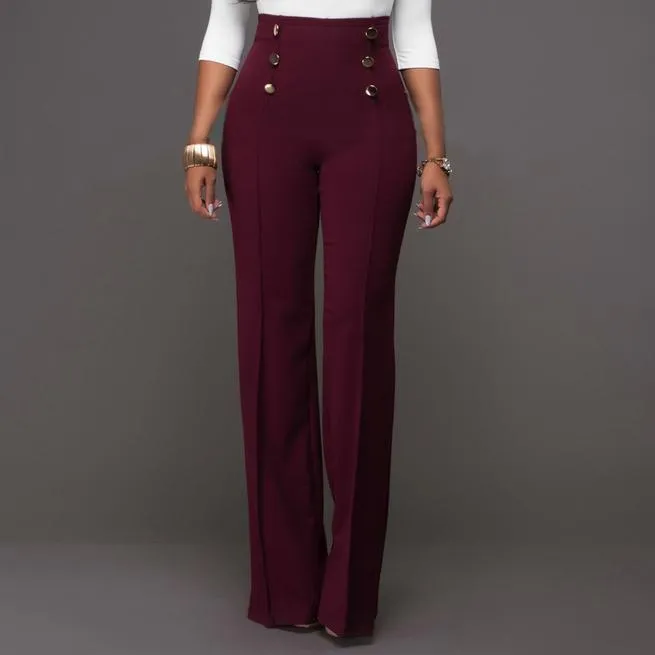 FashionSierra - Fashion Slim Button High Waist Women Flare Pants