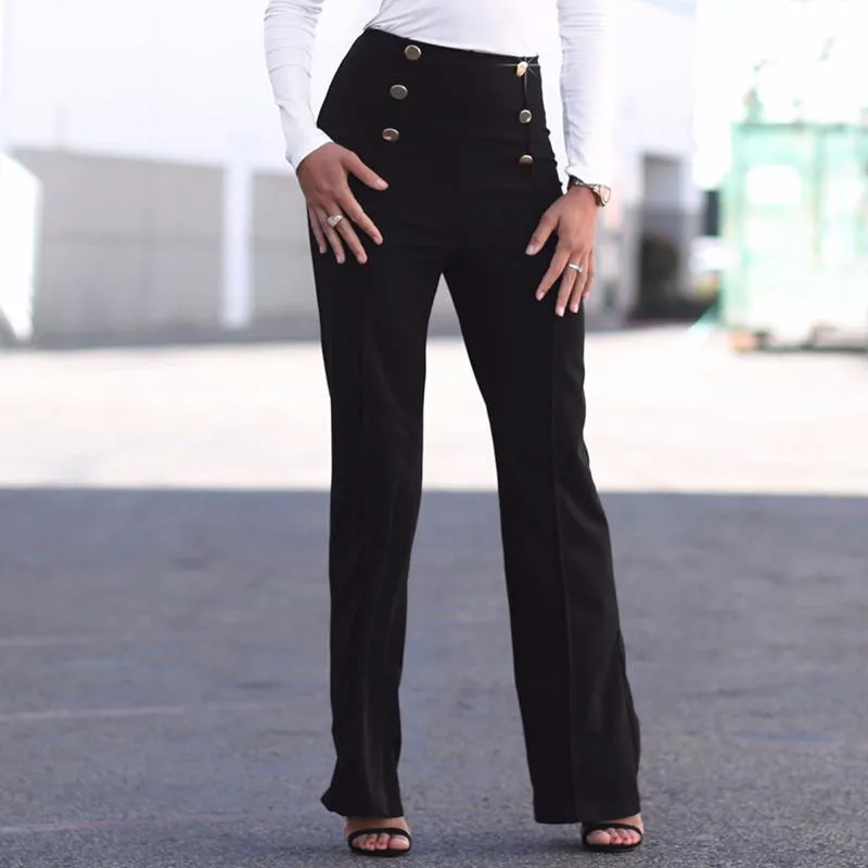 FashionSierra - Fashion Slim Button High Waist Women Flare Pants