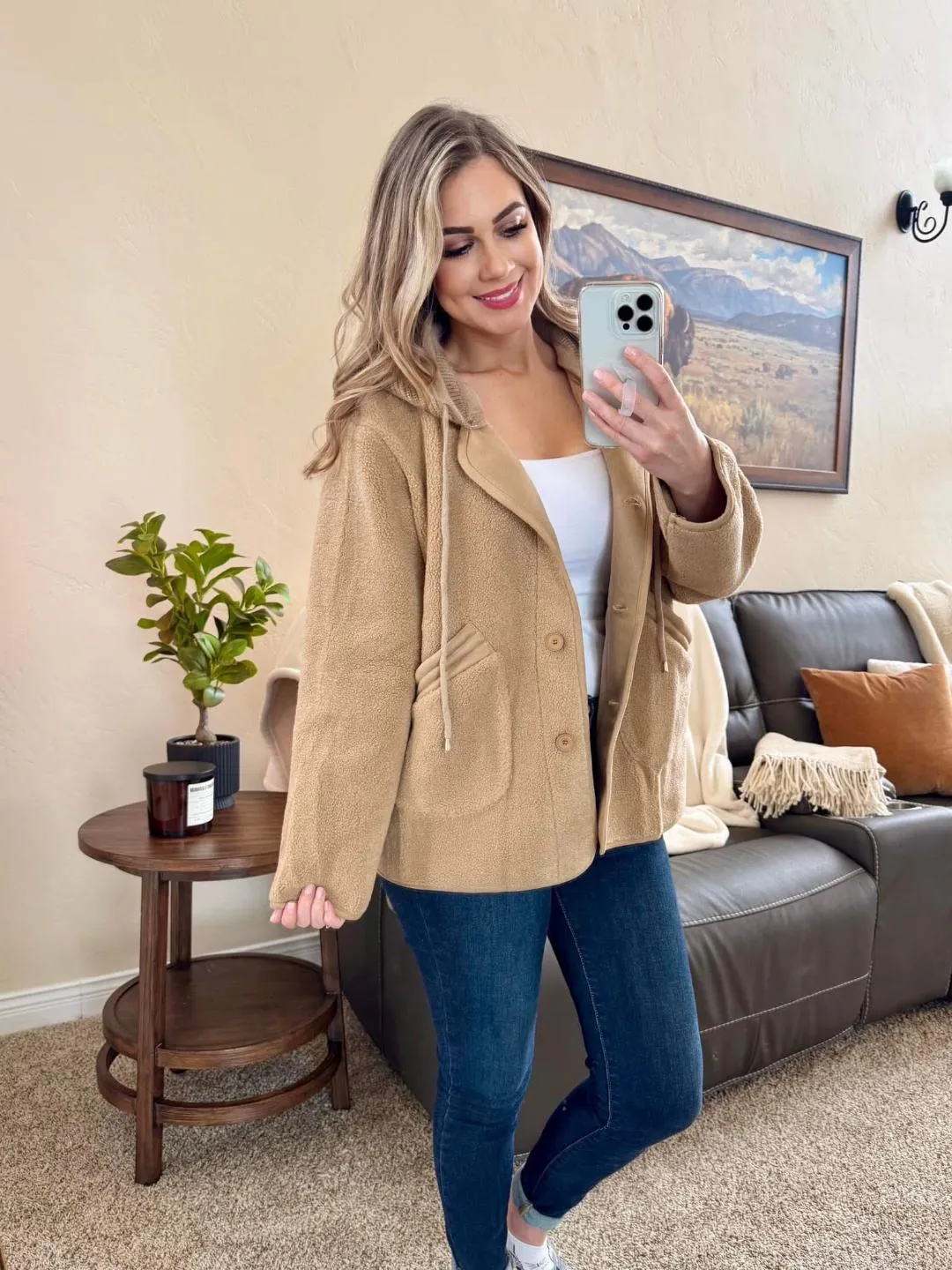 Fleece Hooded Button Down Shacket