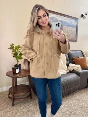 Fleece Hooded Button Down Shacket