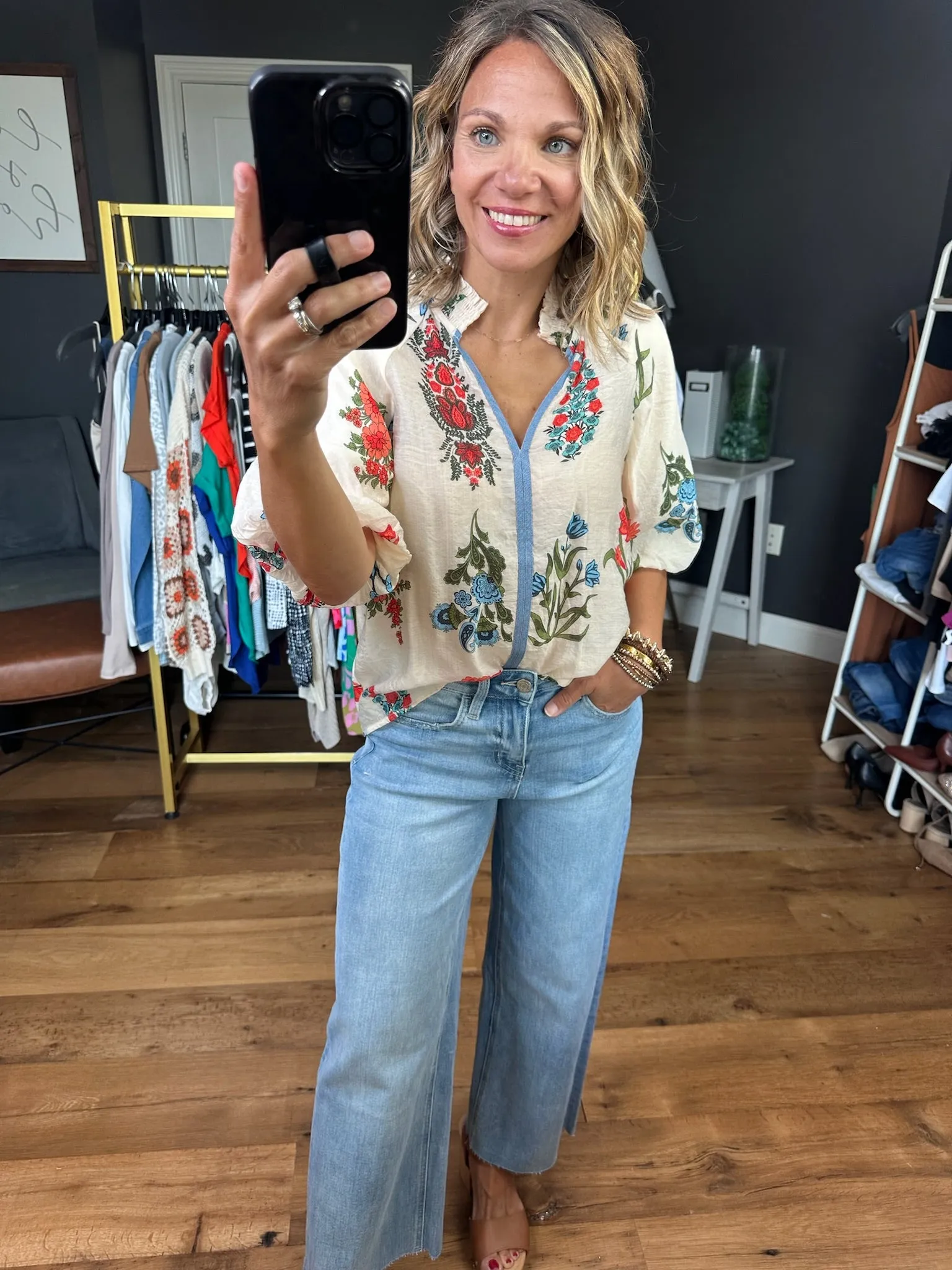 Garden Charm Floral Top - Oat Multi
