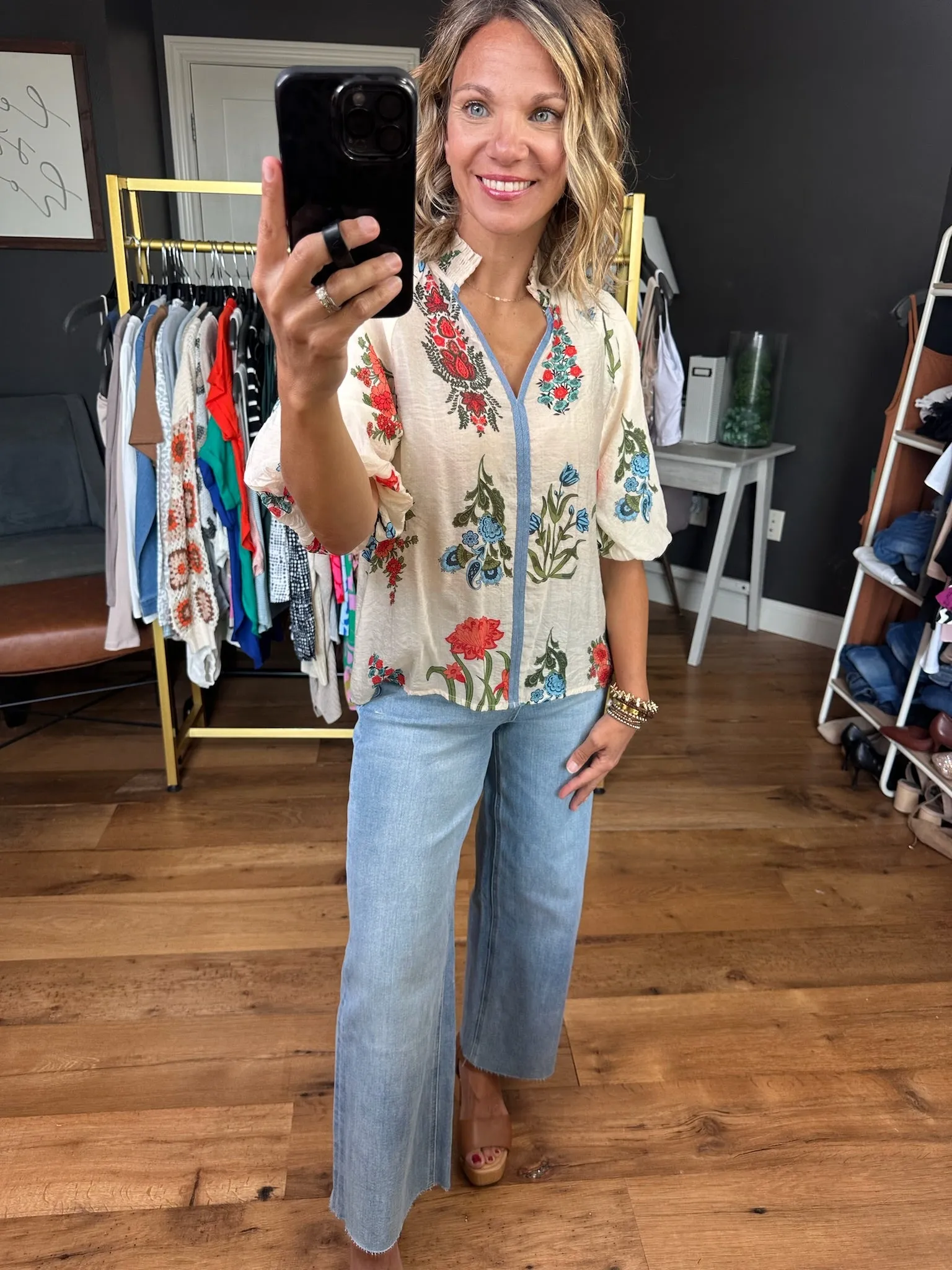 Garden Charm Floral Top - Oat Multi