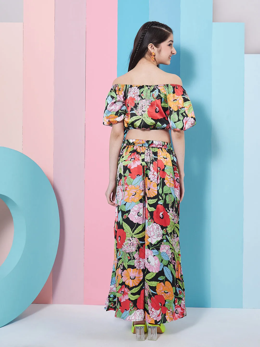 Girls Floral Printed Top With Trousers - PS Peaches