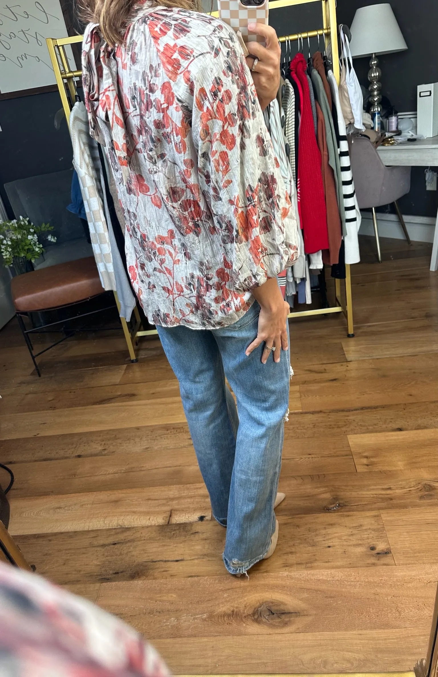 Giving Thanks Mock-Neck Top - Grey