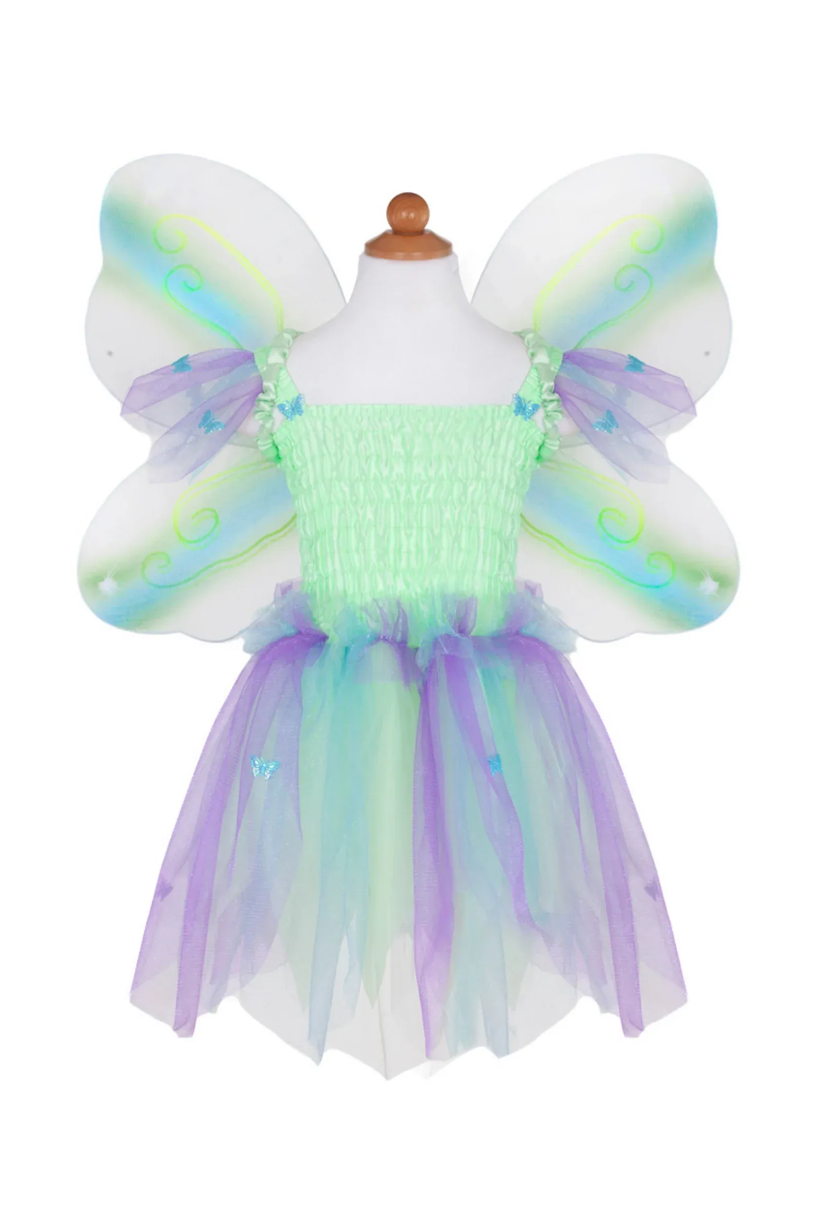 Great Pretenders - Butterfly Dress with Wings and Wand Green/Purple/Blue