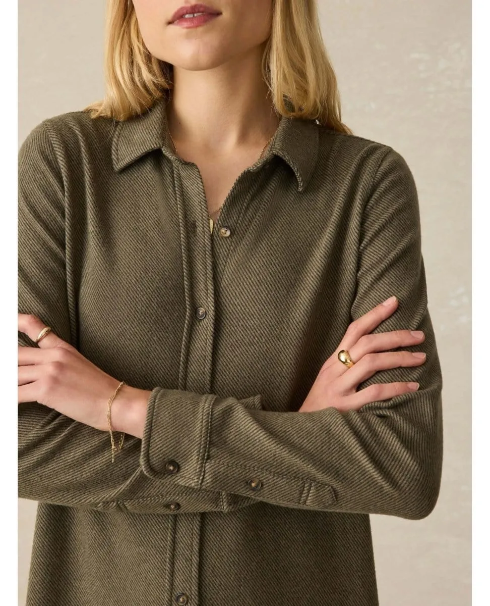 Legend Sweater Dress Olive Melange Twill Restocked