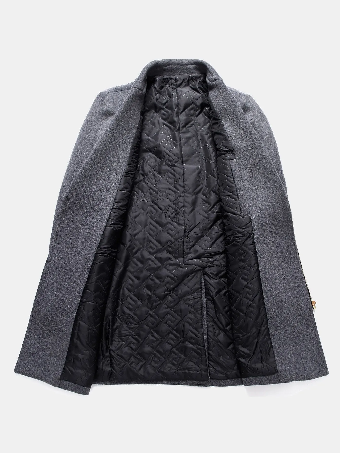 Long Line Wool Blended Overcoat