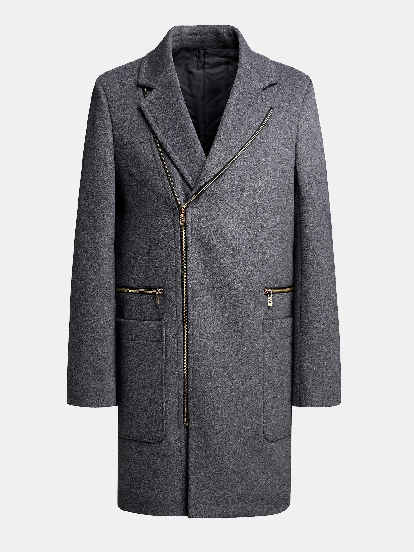 Long Line Wool Blended Overcoat