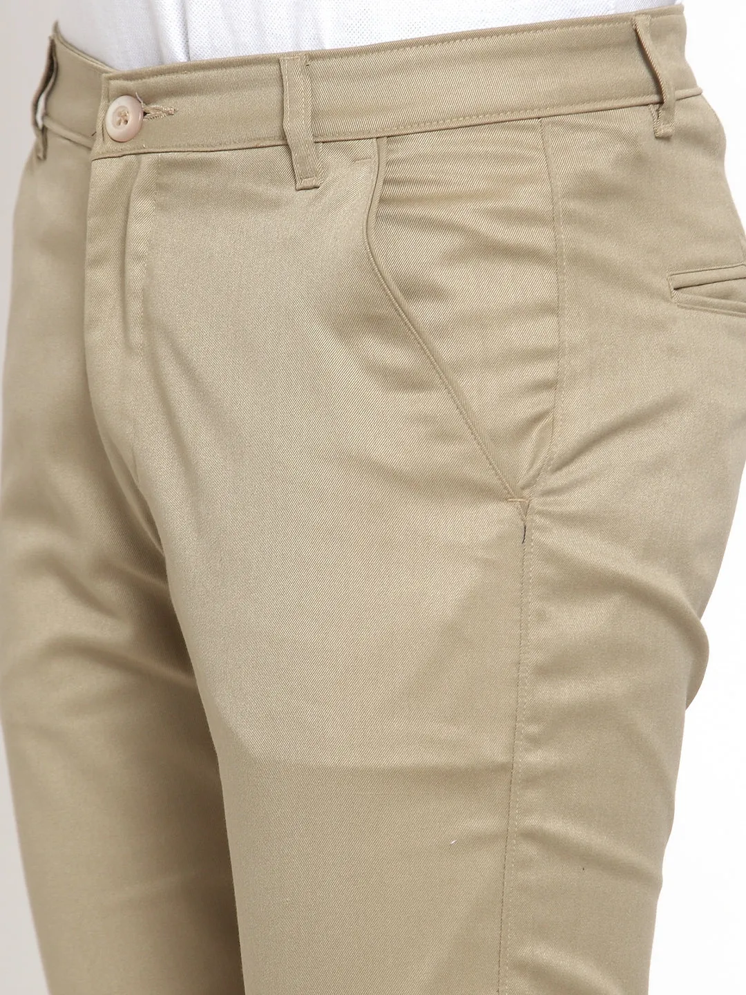 Men Beige Slim Fit Formal Trousers ( FGP 253Beigexxx ) - Jainish