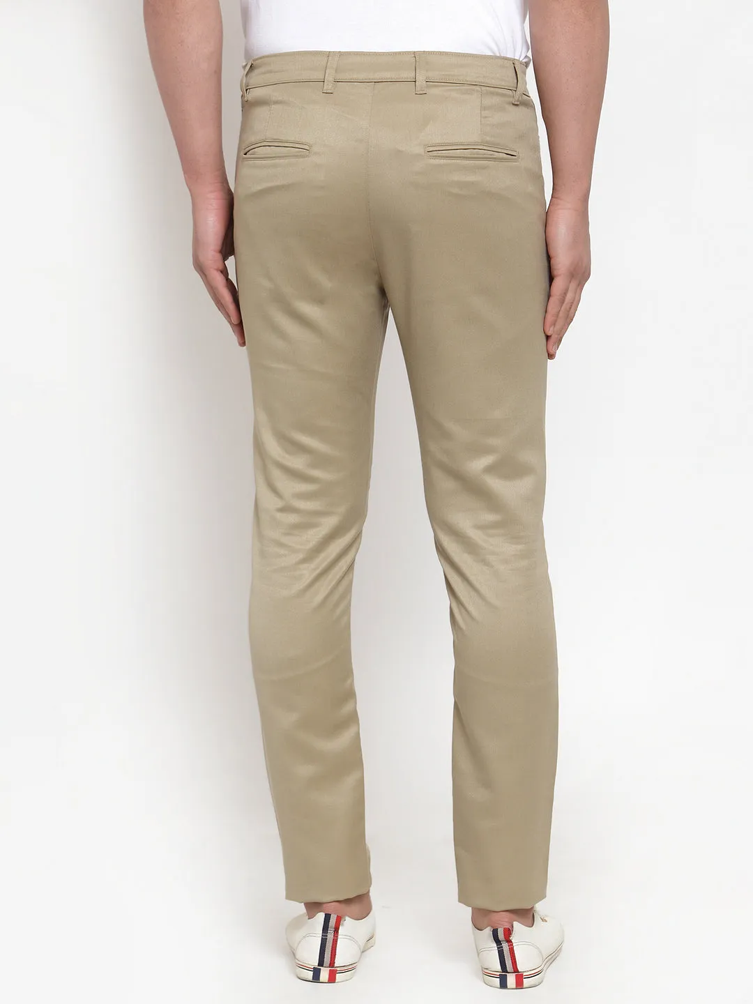 Men Beige Slim Fit Formal Trousers ( FGP 253Beigexxx ) - Jainish