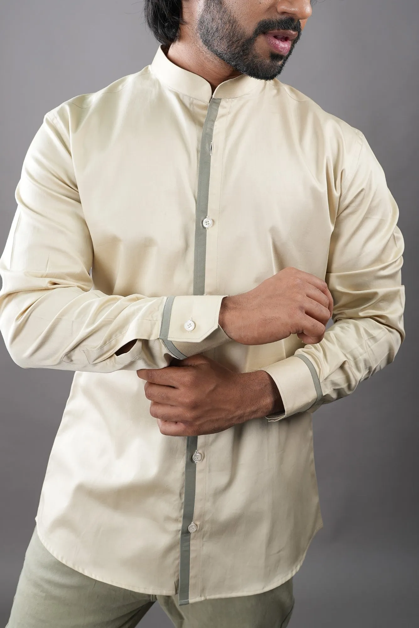 Men's Biege Color Crema Pipo Shirt Full Sleeves Casual Shirt - Hilo Design