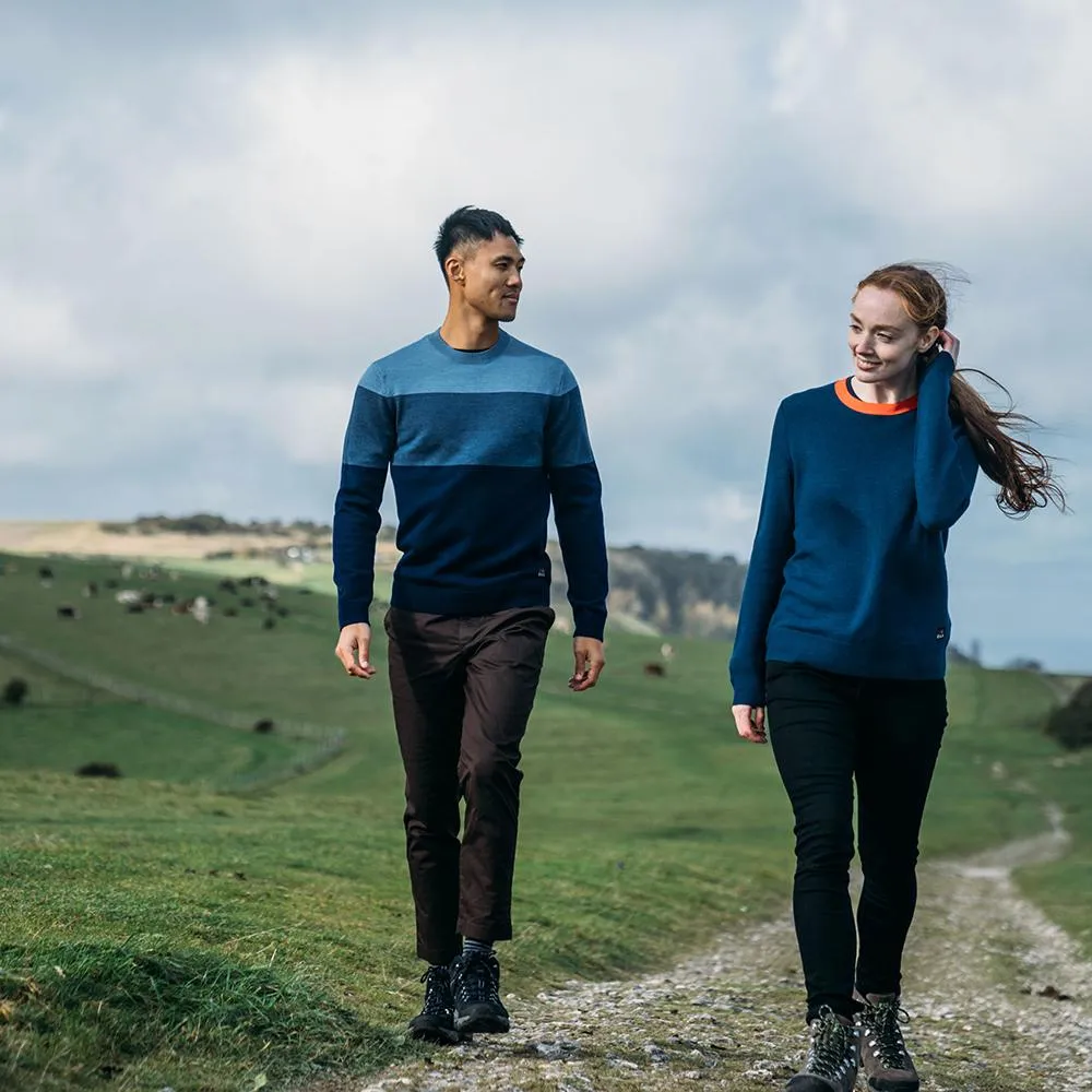 Mens Merino Block Stripe Sweater (Navy/Denim/Sky)