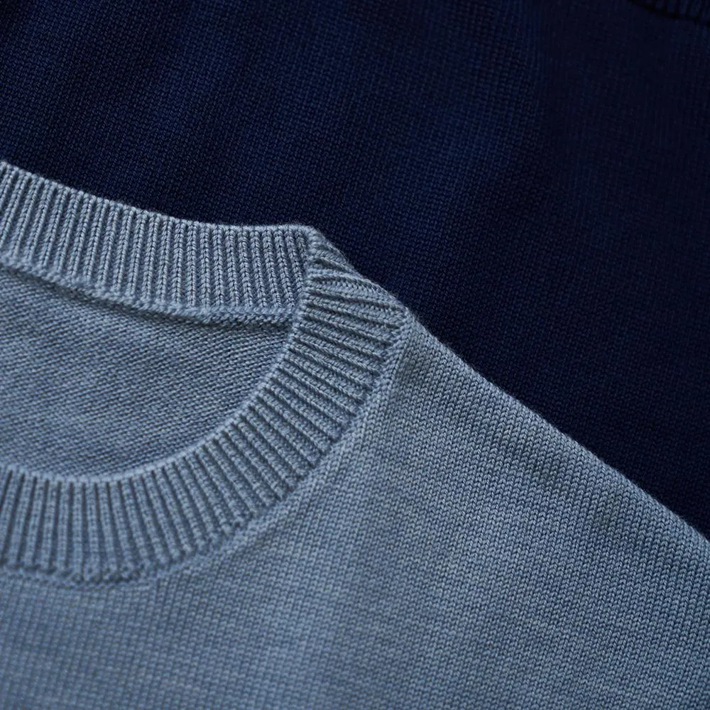 Mens Merino Block Stripe Sweater (Navy/Denim/Sky)