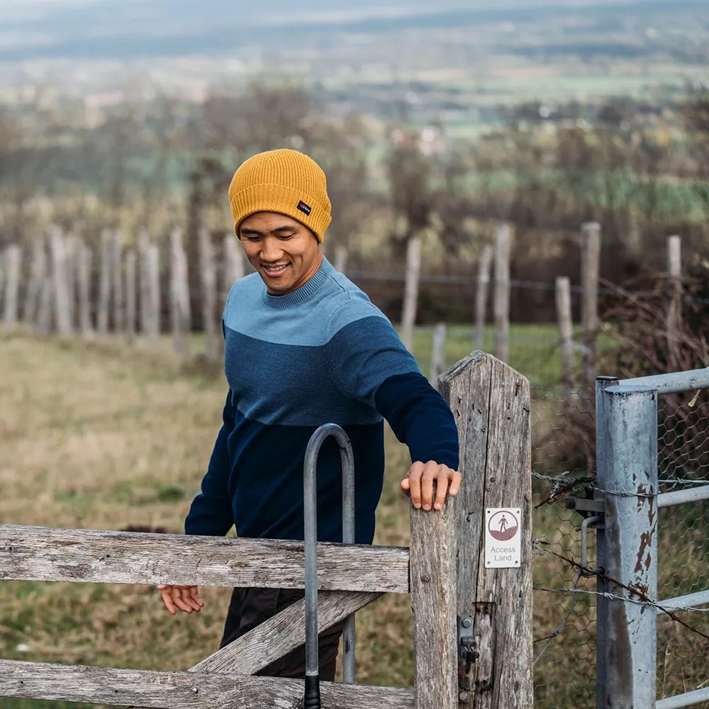 Mens Merino Block Stripe Sweater (Navy/Denim/Sky)