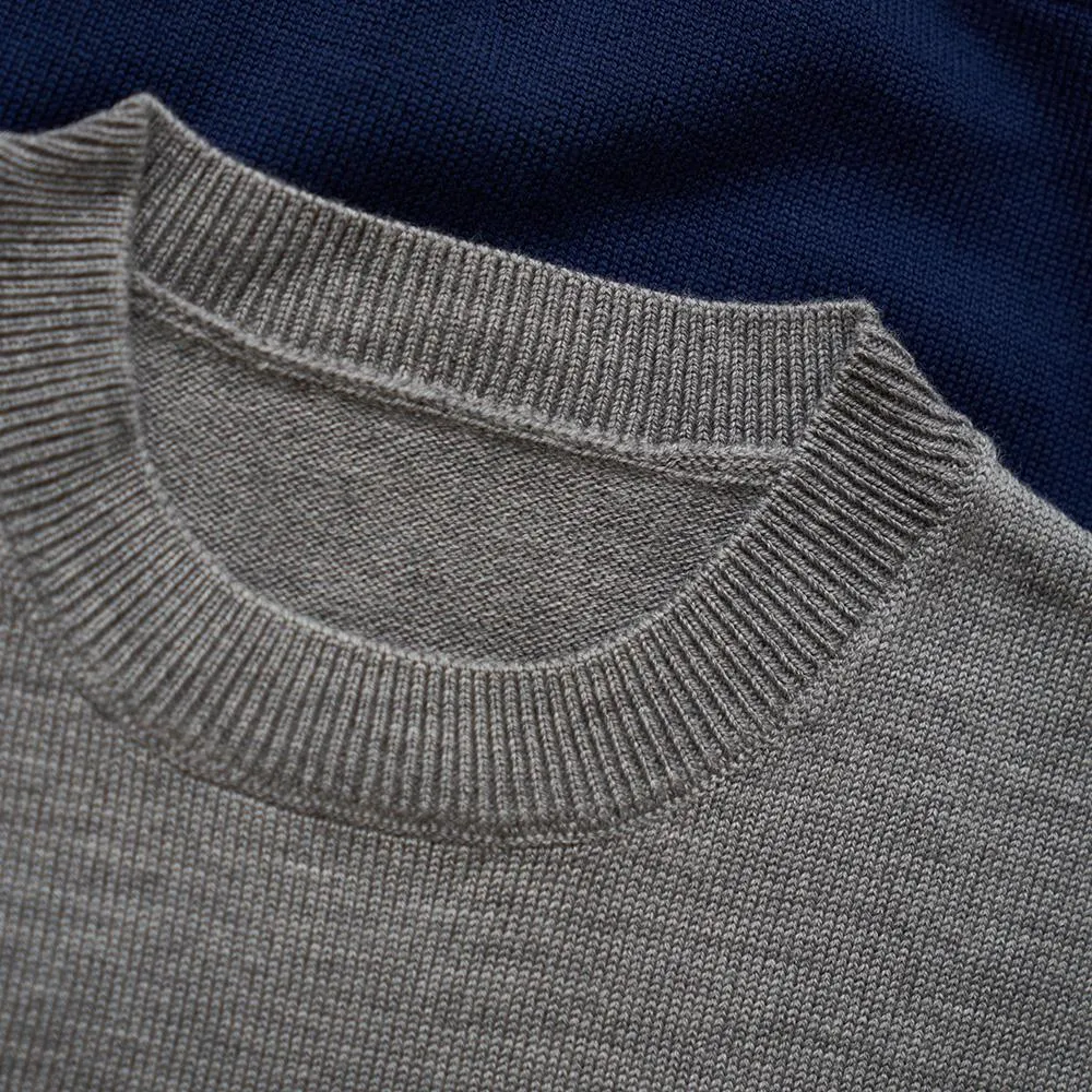 Mens Merino Block Stripe Sweater (Navy/Mustard/Charcoal)
