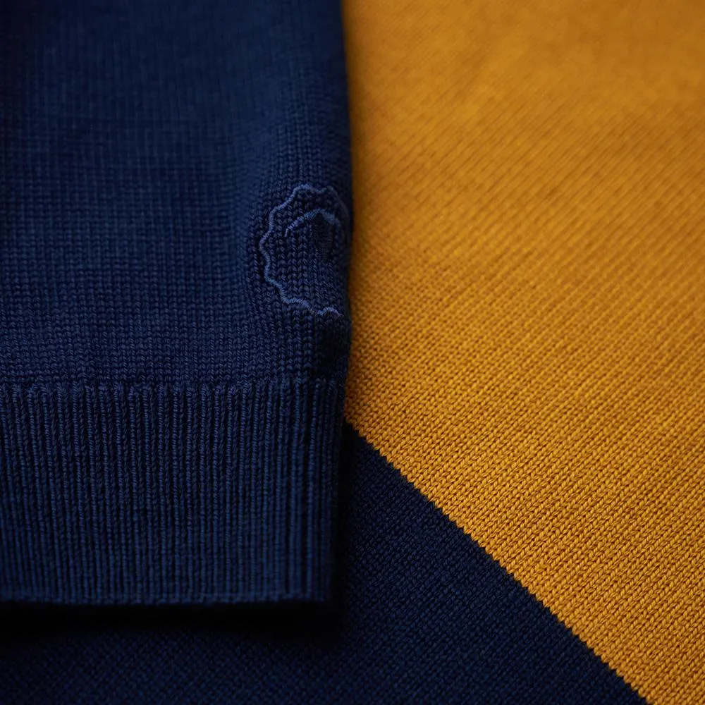 Mens Merino Block Stripe Sweater (Navy/Mustard/Charcoal)
