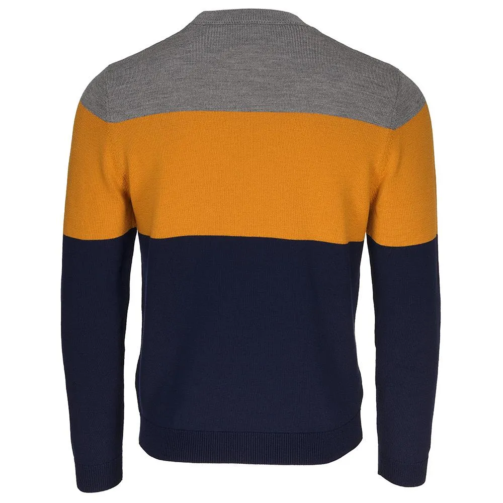 Mens Merino Block Stripe Sweater (Navy/Mustard/Charcoal)