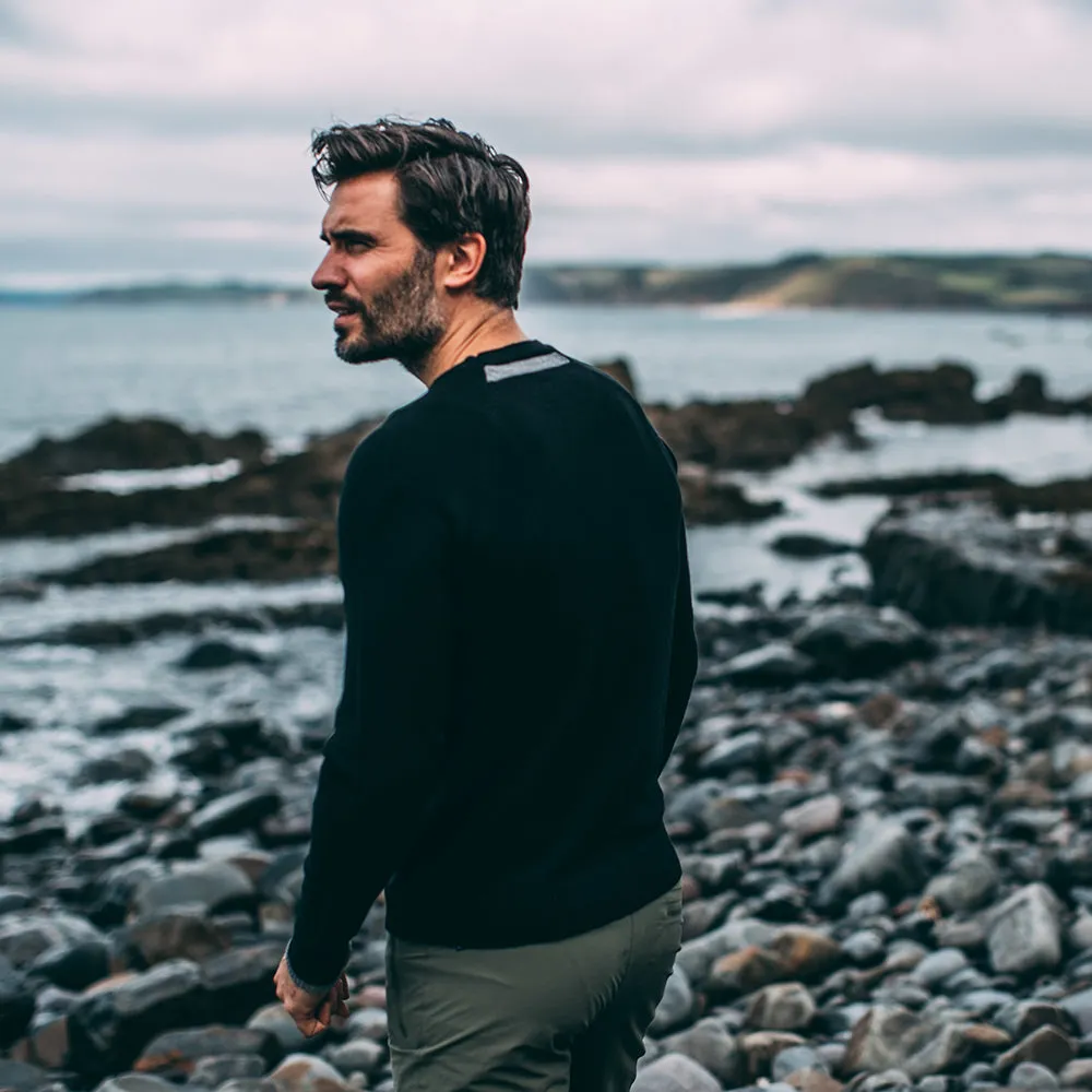 Mens Merino Crew Sweater (Black/Charcoal)